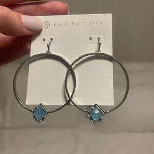 Kendra Scott Silver and Blue Gemstone Hoop Earring
